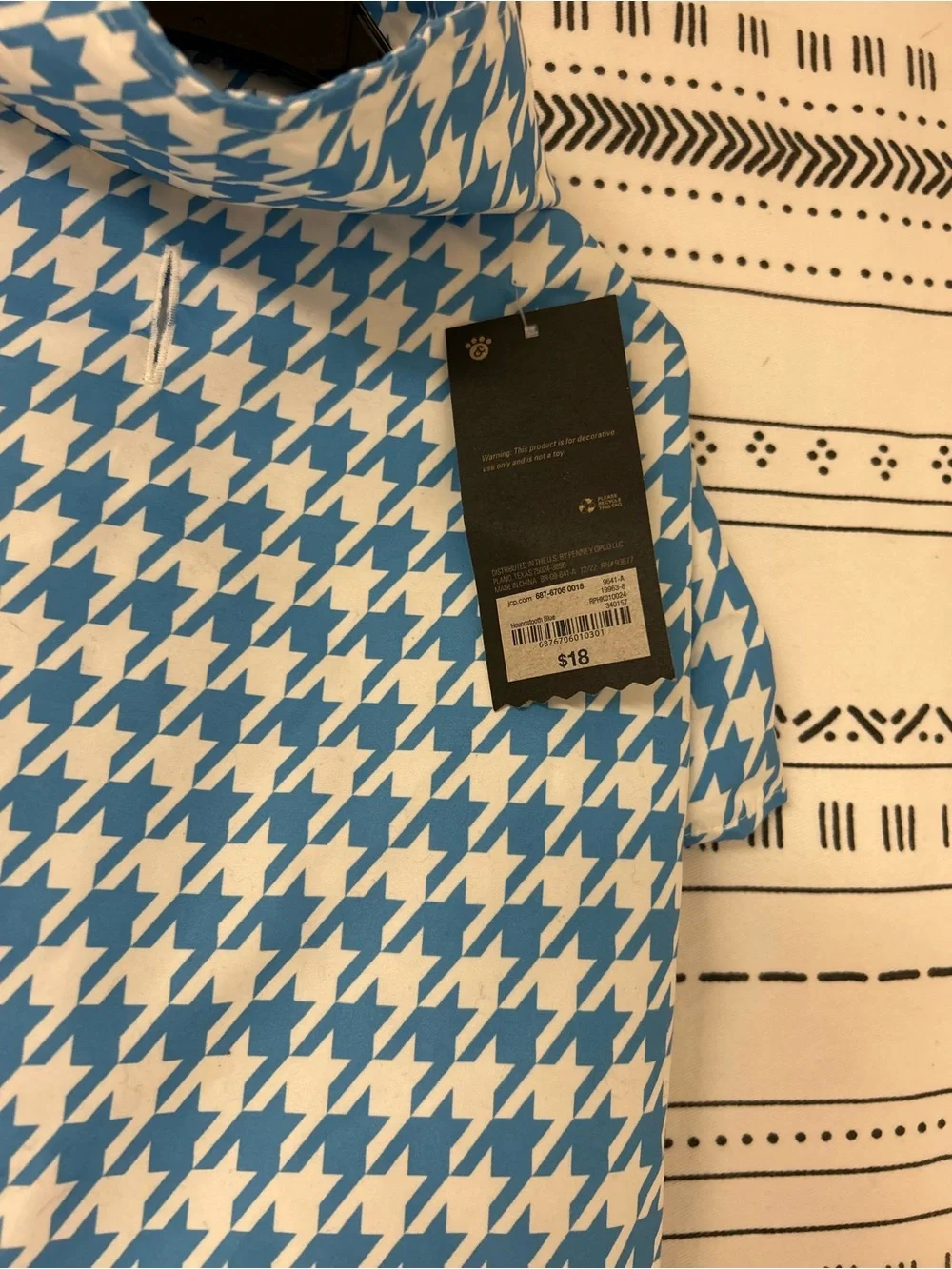 Paw & Tail blue and White Houndstooth pattern Collared Dog Shirt size Medium NWT